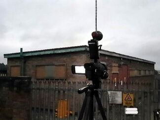 Night-vision-camera-survey-bats-emerging-from-electrical-substation-building-nottinghamshire